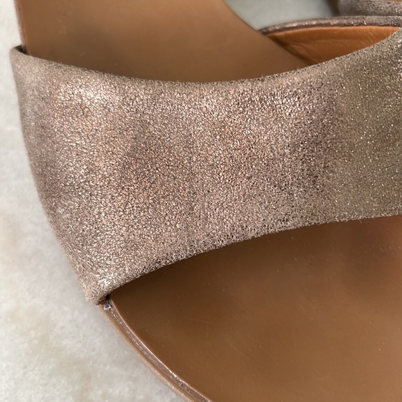Paul Green Tammy Wedge Metallic Tan Suede leather Sandals 8 - Picture 4 of 9